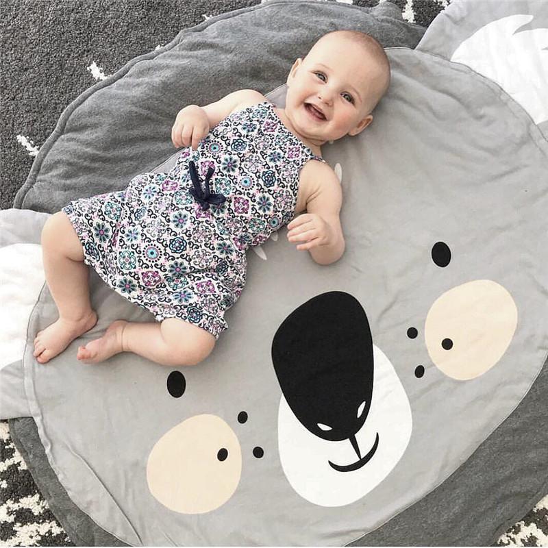 ベビープレイマット 洗える 動物柄 可愛いベビーマット 円形 遊びマット ラグマット 出産祝い 直径90CM 出産記念品 綿素材 かわいい 赤ちゃん ギフト 