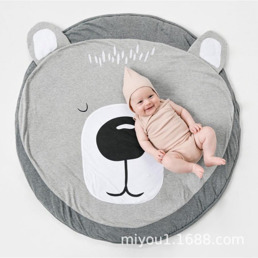 ベビープレイマット 洗える 動物柄 可愛いベビーマット 円形 遊びマット ラグマット 出産祝い 直径90CM 出産記念品 綿素材 かわいい 赤ちゃん ギフト 