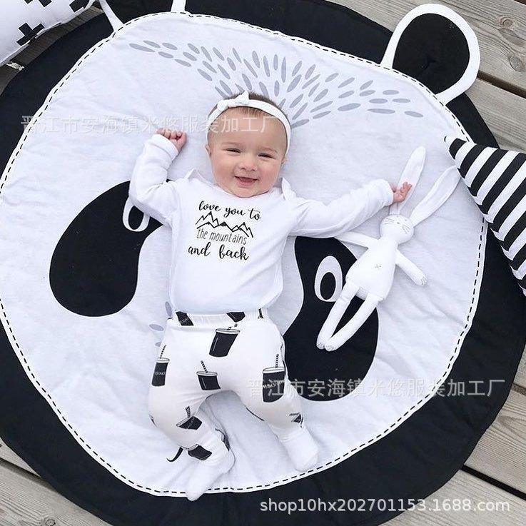 ベビープレイマット 洗える 動物柄 可愛いベビーマット 円形 遊びマット ラグマット 出産祝い 直径90CM 出産記念品 綿素材 かわいい 赤ちゃん ギフト 