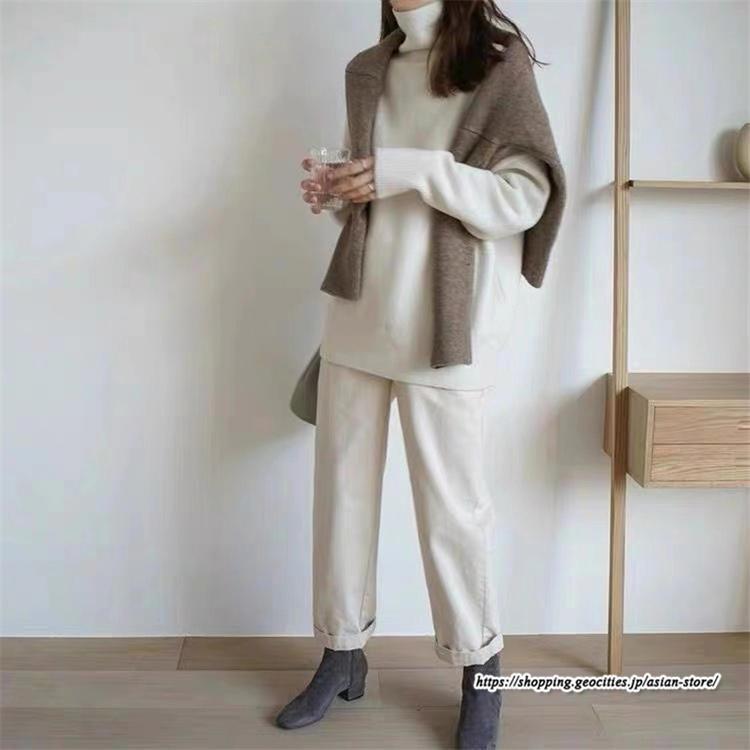 ニット レディース セーター 綿 タートルネック 秋 大きいサイズ 黒 コットン おしゃれ 30代 綿ニット 冬 50代 20代 白 40代 トップス 長袖 