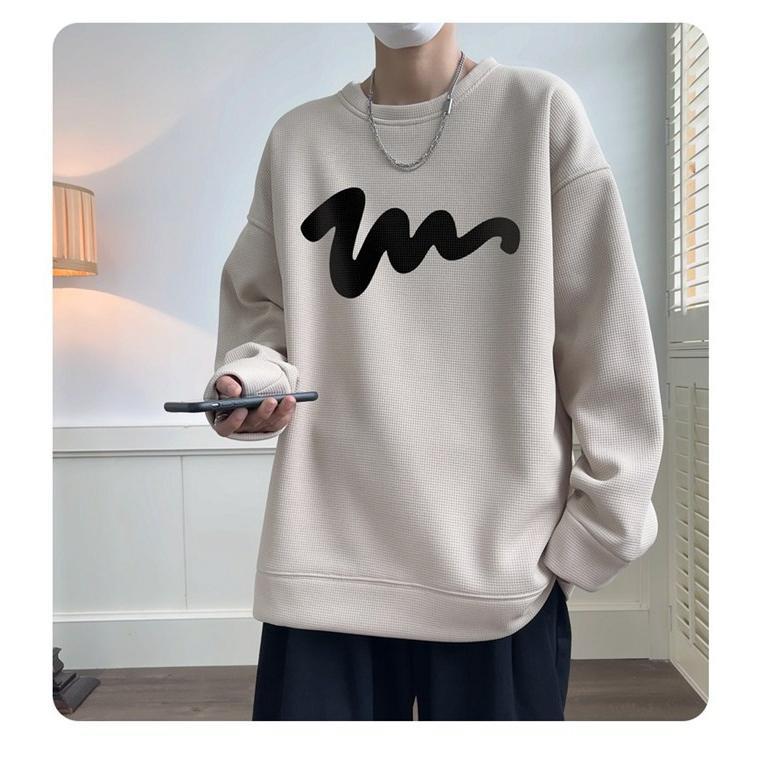 Tシャツ メンズ ワッフル生地 トレーナー 長袖Tシャツ 長袖 トップス 通学 クルーネック カジュアル 秋 おしゃれ ロゴ 春 