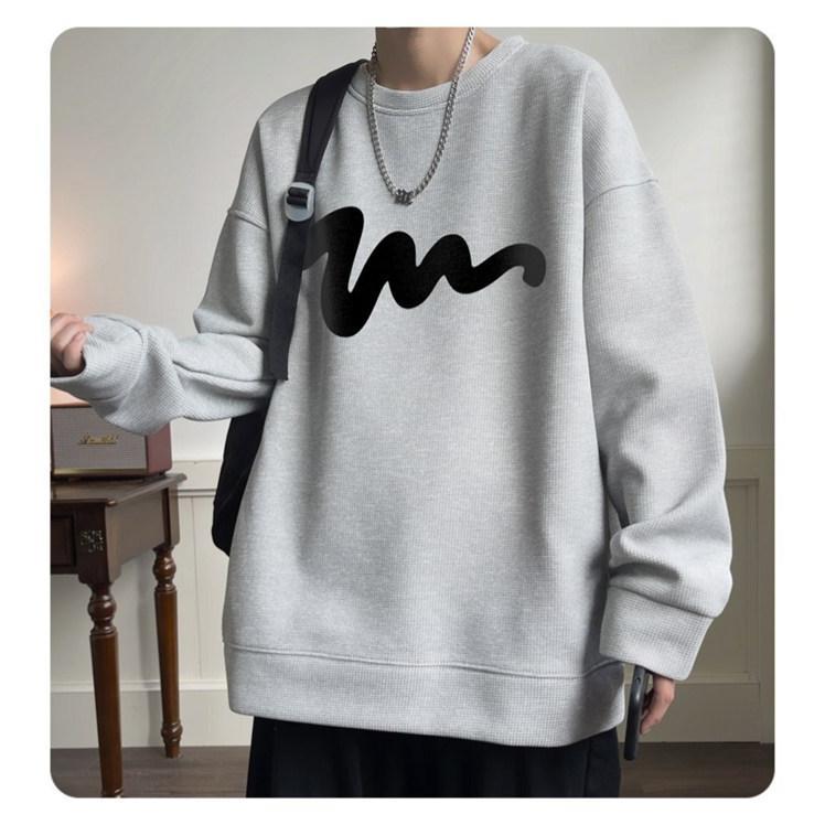 Tシャツ メンズ ワッフル生地 トレーナー 長袖Tシャツ 長袖 トップス 通学 クルーネック カジュアル 秋 おしゃれ ロゴ 春 