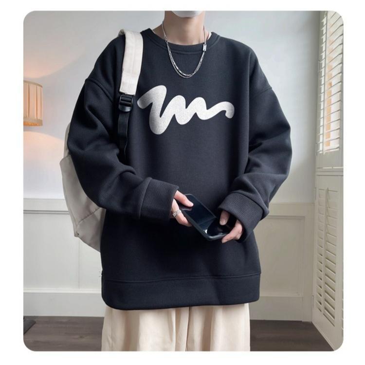 Tシャツ メンズ ワッフル生地 トレーナー 長袖Tシャツ 長袖 トップス 通学 クルーネック カジュアル 秋 おしゃれ ロゴ 春 