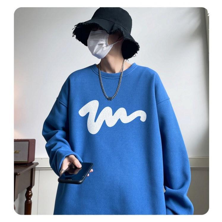 Tシャツ メンズ ワッフル生地 トレーナー 長袖Tシャツ 長袖 トップス 通学 クルーネック カジュアル 秋 おしゃれ ロゴ 春 