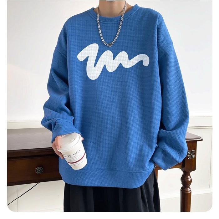 Tシャツ メンズ ワッフル生地 トレーナー 長袖Tシャツ 長袖 トップス 通学 クルーネック カジュアル 秋 おしゃれ ロゴ 春 