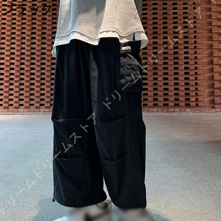 カーゴパンツ メンズ ワイド ゆったり ワイドパンツ ミリタパンツ 緑 黒 バギーパンツ 太め ワークパンツ イージーパンツ シンプル 白 ホワイト 無地 