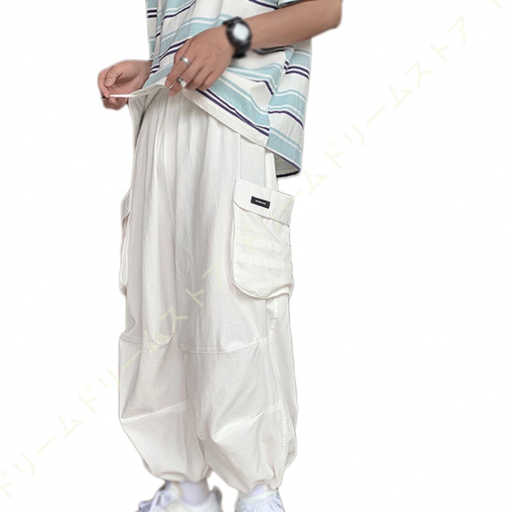 カーゴパンツ メンズ ワイド ゆったり ワイドパンツ ミリタパンツ 緑 黒 バギーパンツ 太め ワークパンツ イージーパンツ シンプル 白 ホワイト 無地 