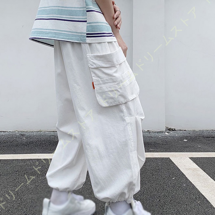 カーゴパンツ メンズ ワイド ゆったり ワイドパンツ ミリタパンツ 緑 黒 バギーパンツ 太め ワークパンツ イージーパンツ シンプル 白 ホワイト 無地 