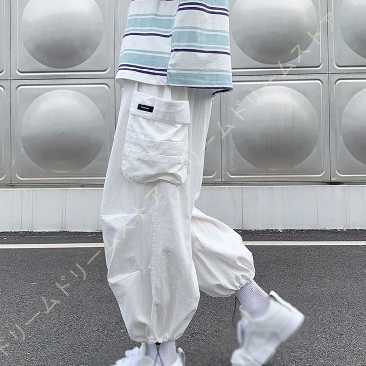 カーゴパンツ メンズ ワイド ゆったり ワイドパンツ ミリタパンツ 緑 黒 バギーパンツ 太め ワークパンツ イージーパンツ シンプル 白 ホワイト 無地 