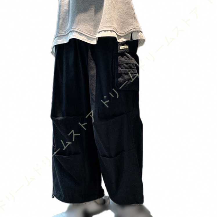 カーゴパンツ メンズ ワイド ゆったり ワイドパンツ ミリタパンツ 緑 黒 バギーパンツ 太め ワークパンツ イージーパンツ シンプル 白 ホワイト 無地 