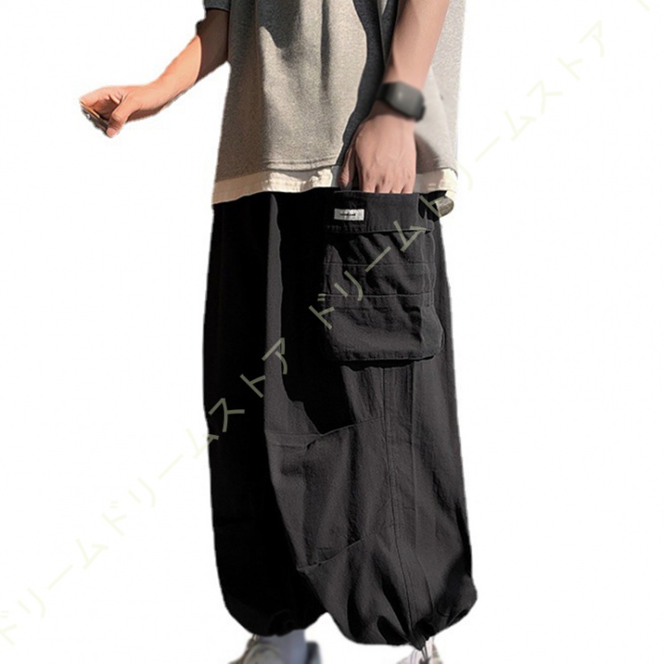 カーゴパンツ メンズ ワイド ゆったり ワイドパンツ ミリタパンツ 緑 黒 バギーパンツ 太め ワークパンツ イージーパンツ シンプル 白 ホワイト 無地 