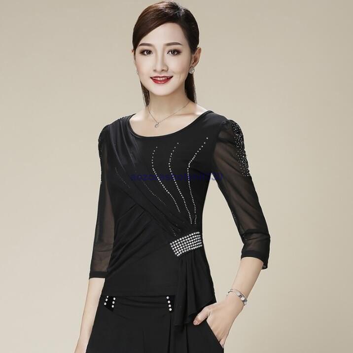 社交ダンス トップス 長袖 大きいサイズ 社交ダンス ダンスウエア トップス競技 デモ ダンス衣装 