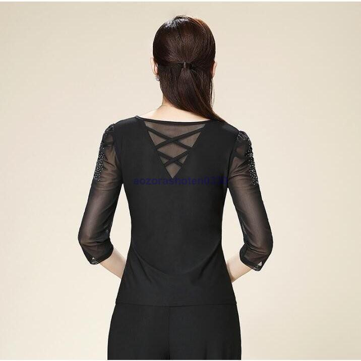 社交ダンス トップス 長袖 大きいサイズ 社交ダンス ダンスウエア トップス競技 デモ ダンス衣装 