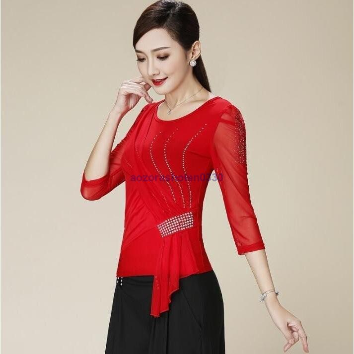 社交ダンス トップス 長袖 大きいサイズ 社交ダンス ダンスウエア トップス競技 デモ ダンス衣装 
