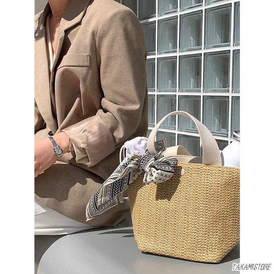 かごバッグ レディース 春夏 バケットバッグ 草編みバッグ かばん 小物入れ 軽い ポーチ おしゃれ 麦わら 韓国風 トートバッグ かごバッグ 手提げバッグ 