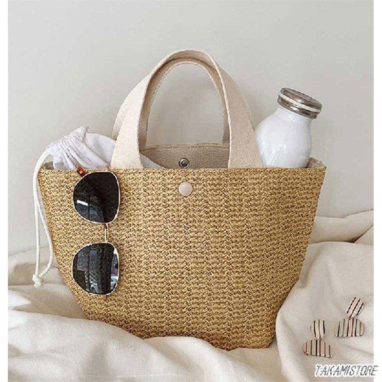 かごバッグ レディース 春夏 バケットバッグ 草編みバッグ かばん 小物入れ 軽い ポーチ おしゃれ 麦わら 韓国風 トートバッグ かごバッグ 手提げバッグ 