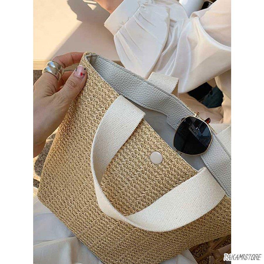かごバッグ レディース 春夏 バケットバッグ 草編みバッグ かばん 小物入れ 軽い ポーチ おしゃれ 麦わら 韓国風 トートバッグ かごバッグ 手提げバッグ 
