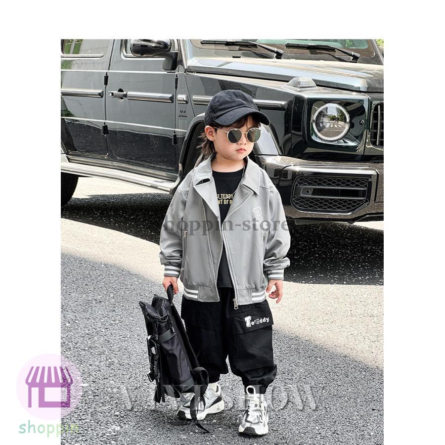 キッズ アウター 長袖 トップス ジャンパー 襟付き おしゃれ ロゴ あわせやすい ゆったり カジュアル シンプル 動きやすい 着やすい 