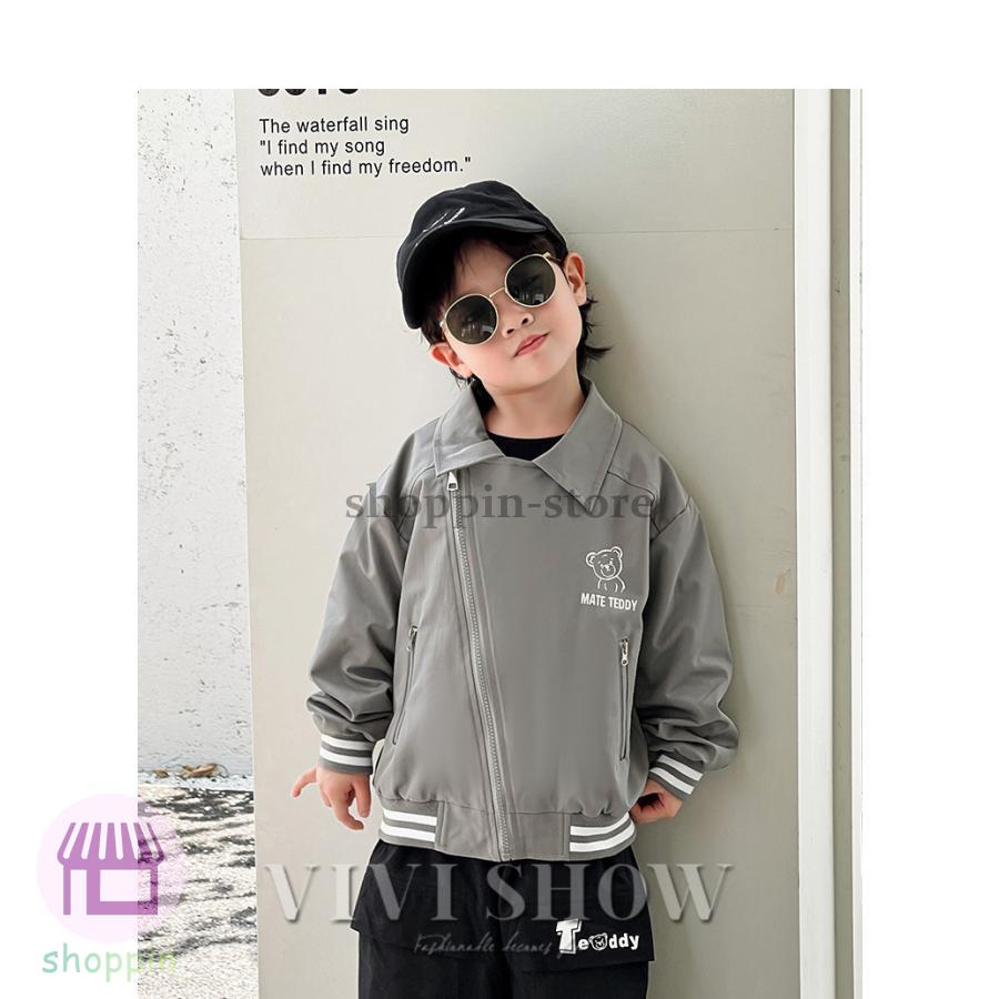 キッズ アウター 長袖 トップス ジャンパー 襟付き おしゃれ ロゴ あわせやすい ゆったり カジュアル シンプル 動きやすい 着やすい 