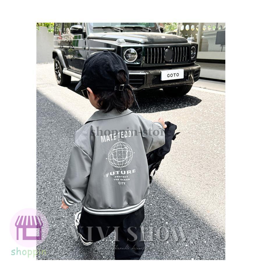 キッズ アウター 長袖 トップス ジャンパー 襟付き おしゃれ ロゴ あわせやすい ゆったり カジュアル シンプル 動きやすい 着やすい 