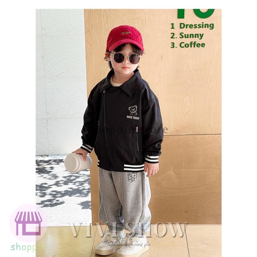 キッズ アウター 長袖 トップス ジャンパー 襟付き おしゃれ ロゴ あわせやすい ゆったり カジュアル シンプル 動きやすい 着やすい 