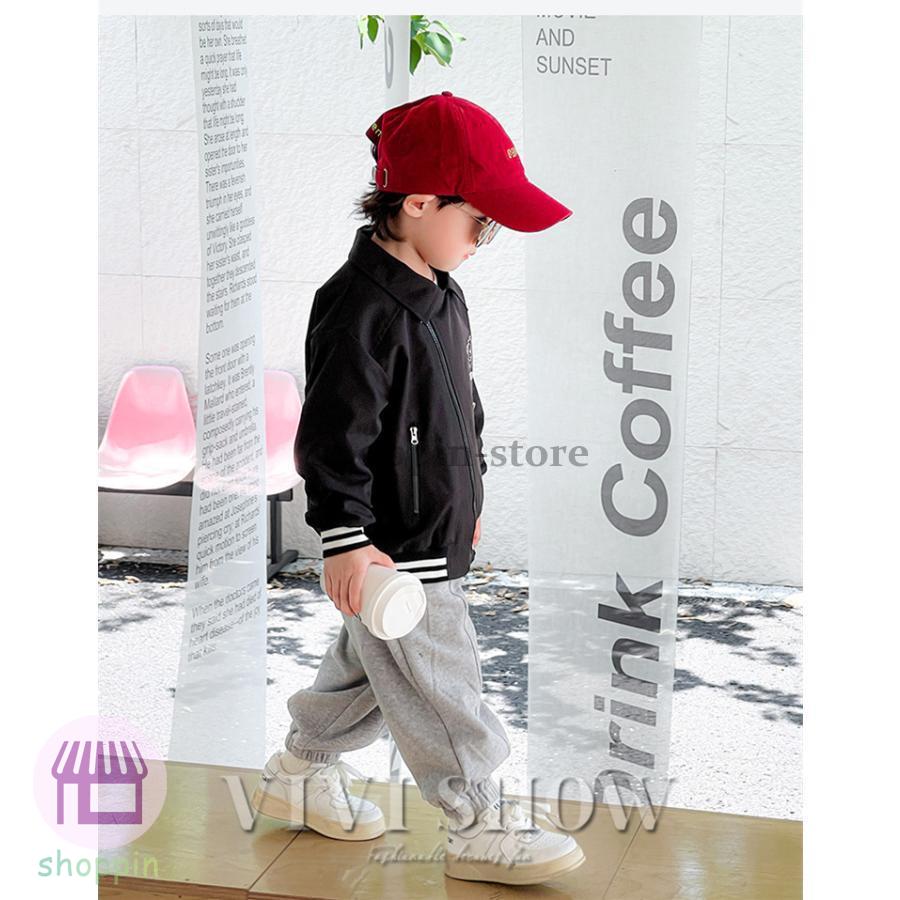 キッズ アウター 長袖 トップス ジャンパー 襟付き おしゃれ ロゴ あわせやすい ゆったり カジュアル シンプル 動きやすい 着やすい 