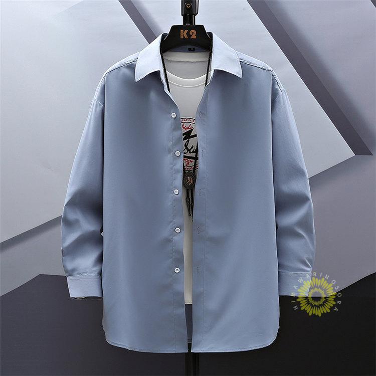 カジュアルシャツ メンズ 長袖 無地シャツ 白シャツ シャツ 秋ゴーディ 秋服2023 通勤 大きいサイズ ファッション トップス 秋 