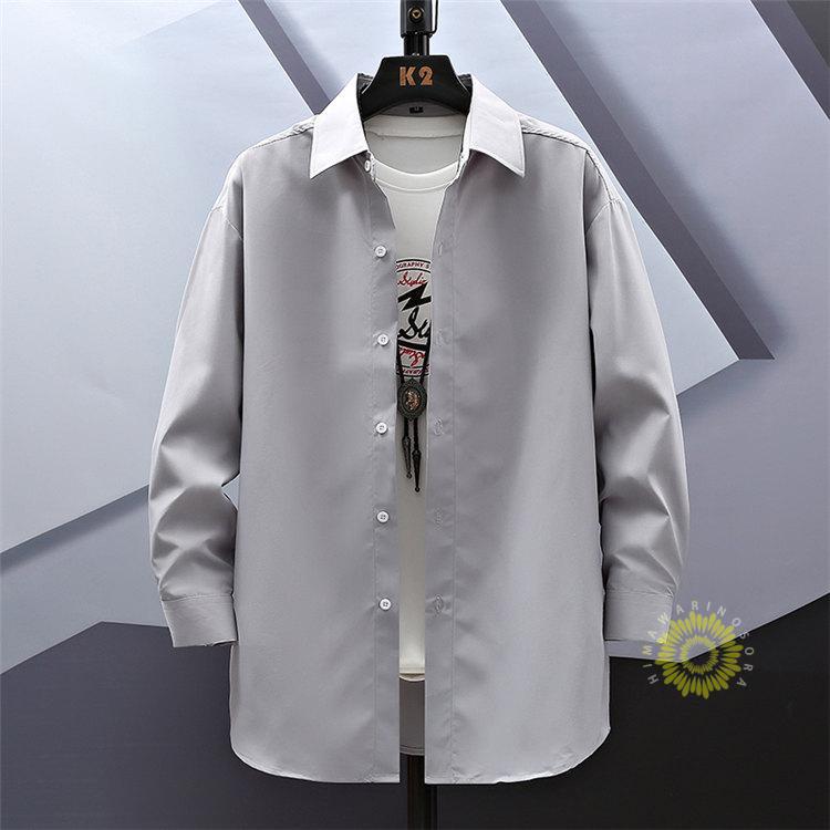 カジュアルシャツ メンズ 長袖 無地シャツ 白シャツ シャツ 秋ゴーディ 秋服2023 通勤 大きいサイズ ファッション トップス 秋 