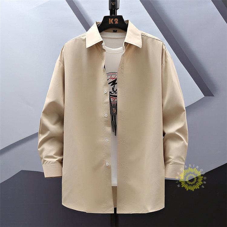 カジュアルシャツ メンズ 長袖 無地シャツ 白シャツ シャツ 秋ゴーディ 秋服2023 通勤 大きいサイズ ファッション トップス 秋 
