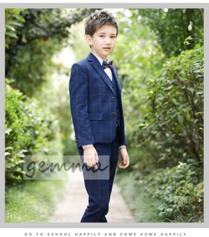 フォーマルスーツ キッズスーツ 子供服 5点セット 長袖 オシャレ 卒業式 入学式 七五三 120CM 発表会 男の子 ネイビー 送料無料 入園式 
