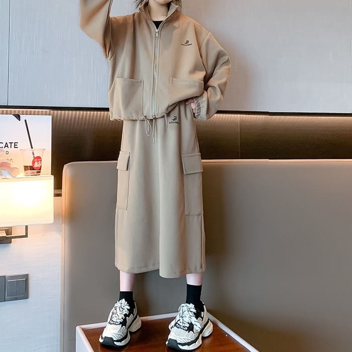 小学生 セットアップ キッズ 女の子 スウェット フルジップ 通学 春秋 韓国 カジュアルガー可愛い スカート 長袖 2点セット ジャケット 