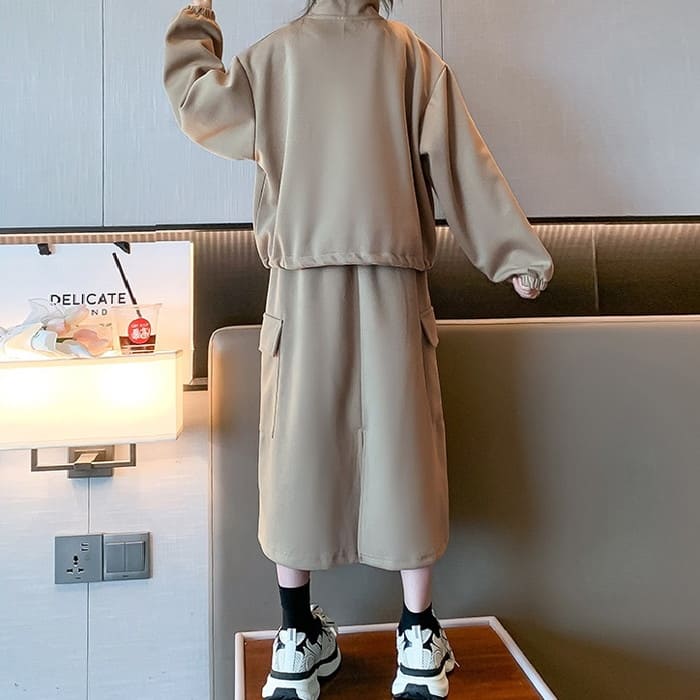 小学生 セットアップ キッズ 女の子 スウェット フルジップ 通学 春秋 韓国 カジュアルガー可愛い スカート 長袖 2点セット ジャケット 
