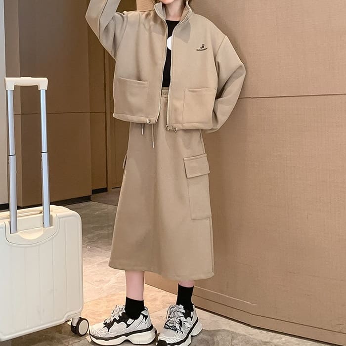 小学生 セットアップ キッズ 女の子 スウェット フルジップ 通学 春秋 韓国 カジュアルガー可愛い スカート 長袖 2点セット ジャケット 