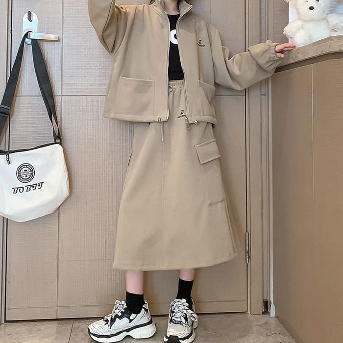 小学生 セットアップ キッズ 女の子 スウェット フルジップ 通学 春秋 韓国 カジュアルガー可愛い スカート 長袖 2点セット ジャケット 