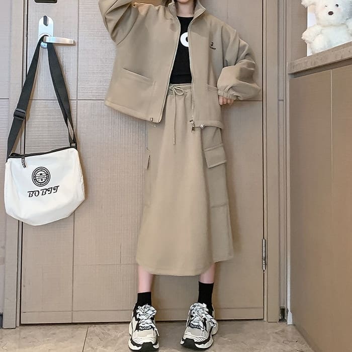 小学生 セットアップ キッズ 女の子 スウェット フルジップ 通学 春秋 韓国 カジュアルガー可愛い スカート 長袖 2点セット ジャケット 