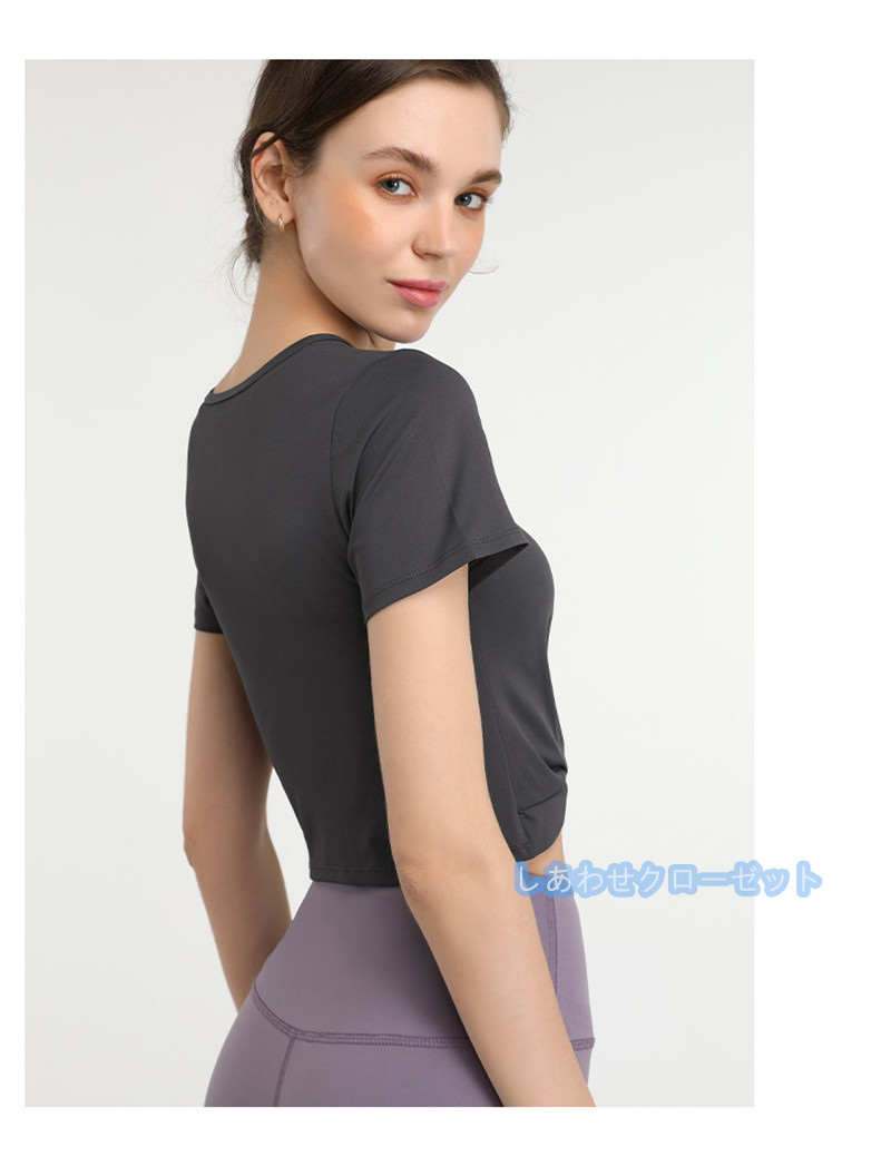 ヨガウェア レディース トップス 半袖 Tシャツ ホットヨガ 吸汗 かわいい 速乾 ランニングウェア スポーツウェア フィットネス おしゃれ 