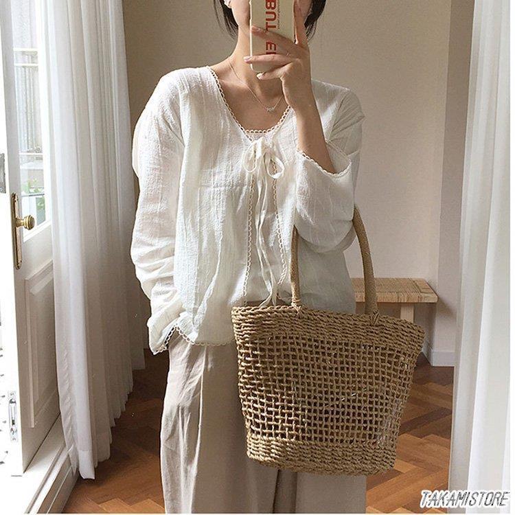 かごバッグ レディース 春夏 ハンドバッグ 草編みバッグ かばん トートバッグ 軽い 韓国風 ショルダーバッグ 小物入れ 麦わら おしゃれ 手提げバッグ ポーチ 