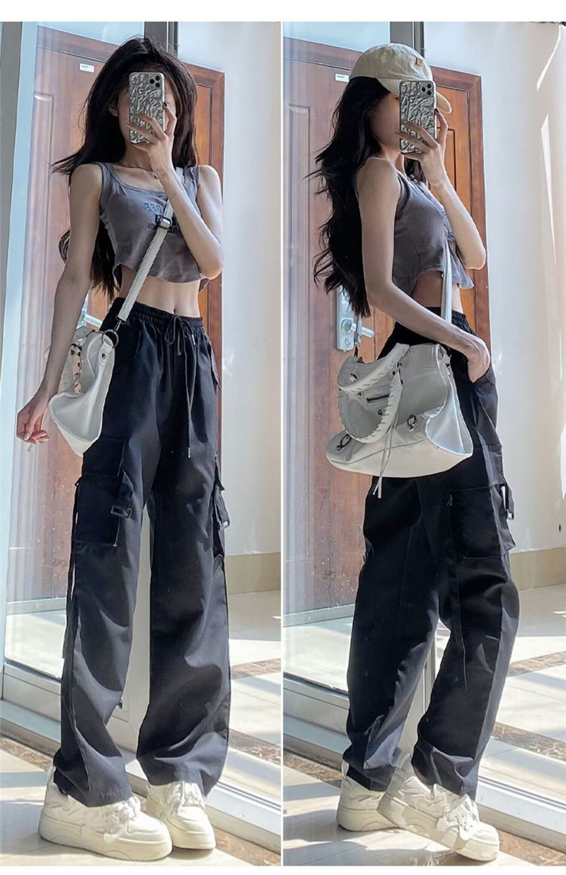 カーゴパンツ レディース ミリタリーパンツ カーゴ ロングパンツ テーパードパンツ ワイドパンツ ダンス衣装 ヒップホップ ウエストゴム 美シルエット 