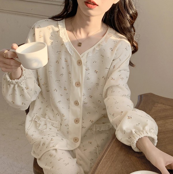 ルームウエア 上下セット 部屋着 花柄 春 長袖 秋 可愛い 着心地よい レディース かわいい オシャレ 大きいサイズ パジャマ ゆったり 