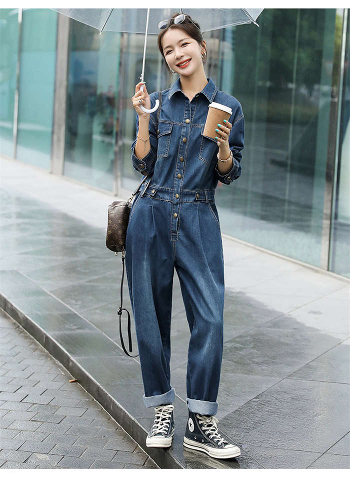 オールインワン レディース デニム 長袖 ワイドパンツ 春 秋 大きいサイズ カジュアル ゆるっと 体型カバー お呼ばれ ゆったり おしゃれ 可愛い 女性らしい 