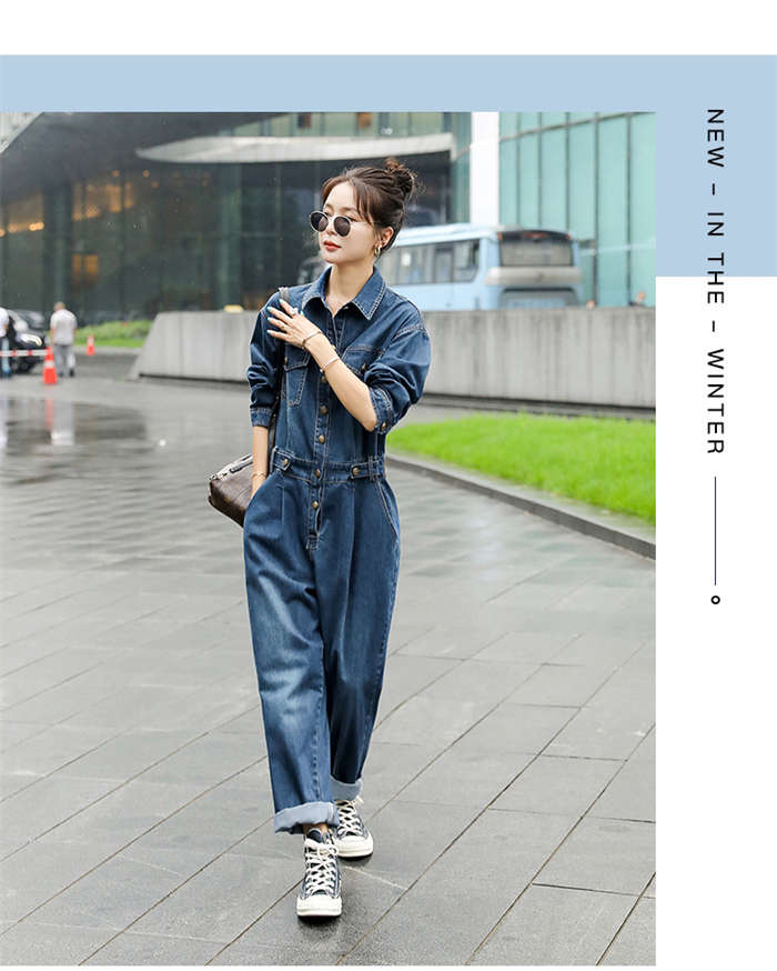 オールインワン レディース デニム 長袖 ワイドパンツ 春 秋 大きいサイズ カジュアル ゆるっと 体型カバー お呼ばれ ゆったり おしゃれ 可愛い 女性らしい 