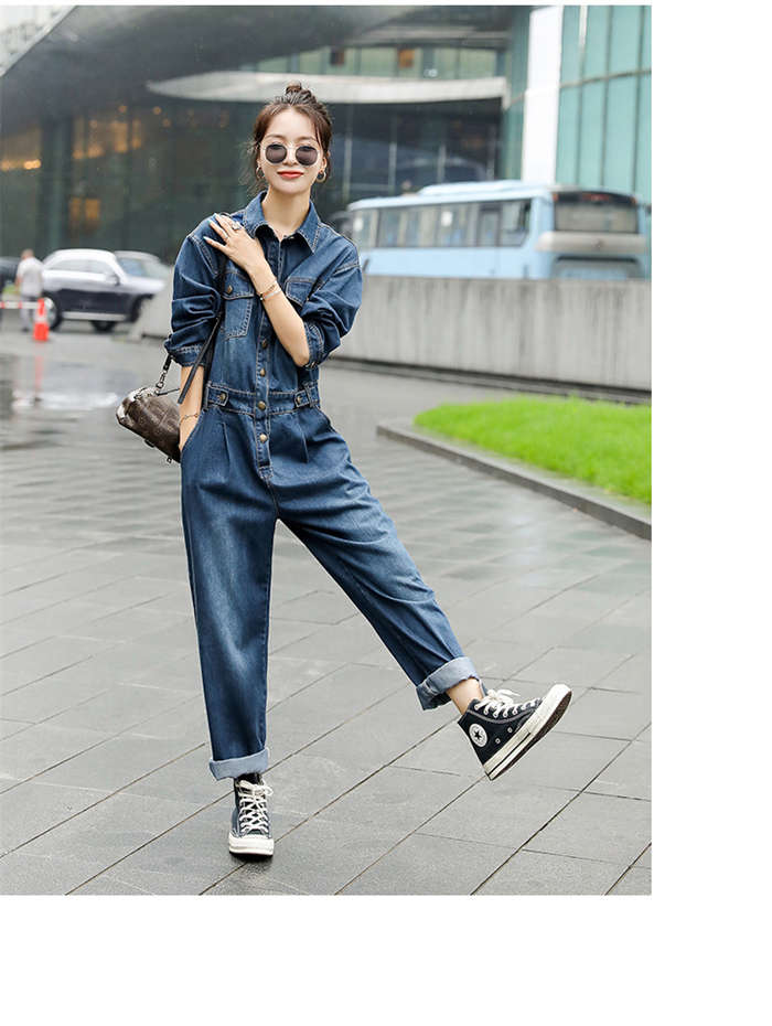 オールインワン レディース デニム 長袖 ワイドパンツ 春 秋 大きいサイズ カジュアル ゆるっと 体型カバー お呼ばれ ゆったり おしゃれ 可愛い 女性らしい 