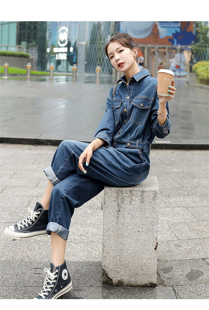 オールインワン レディース デニム 長袖 ワイドパンツ 春 秋 大きいサイズ カジュアル ゆるっと 体型カバー お呼ばれ ゆったり おしゃれ 可愛い 女性らしい 