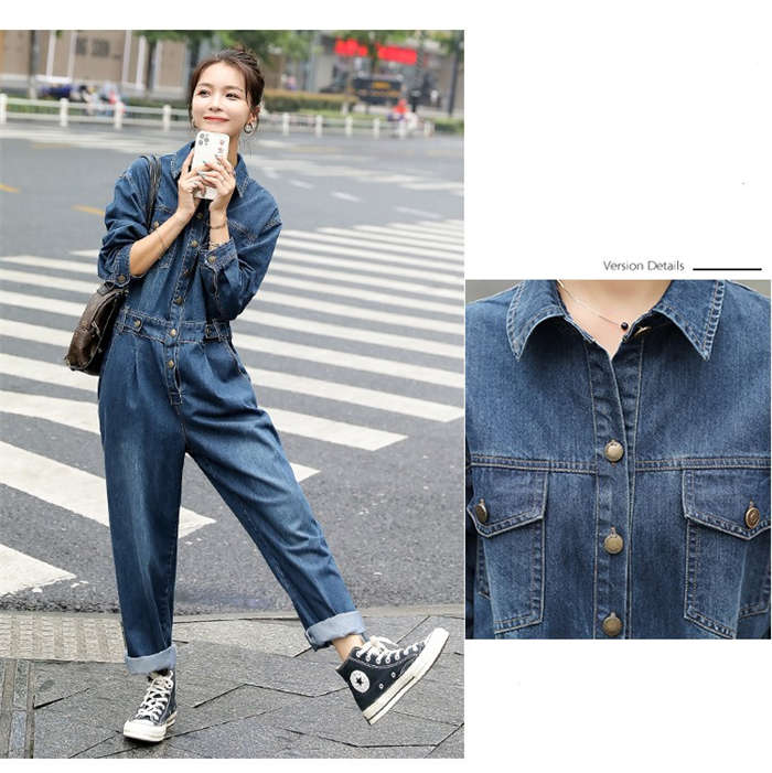 オールインワン レディース デニム 長袖 ワイドパンツ 春 秋 大きいサイズ カジュアル ゆるっと 体型カバー お呼ばれ ゆったり おしゃれ 可愛い 女性らしい 