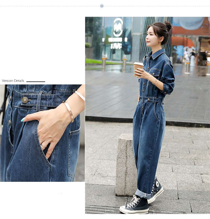 オールインワン レディース デニム 長袖 ワイドパンツ 春 秋 大きいサイズ カジュアル ゆるっと 体型カバー お呼ばれ ゆったり おしゃれ 可愛い 女性らしい 