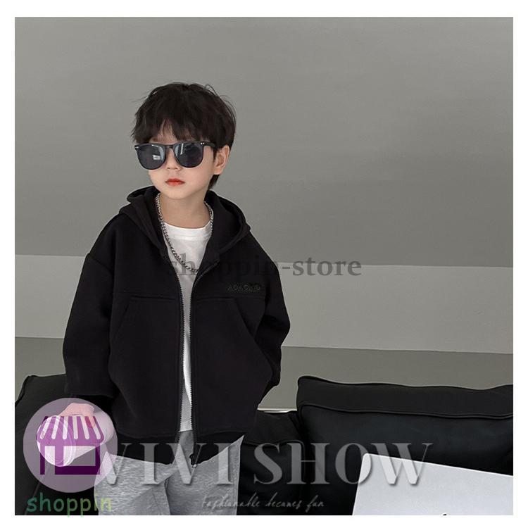 キッズ アウター 長袖 トップス フードつき ジップカジュアル ジッパー 着やすい あわせやすい シンプル カジュアル ゆったり ポケット 動きやすい 