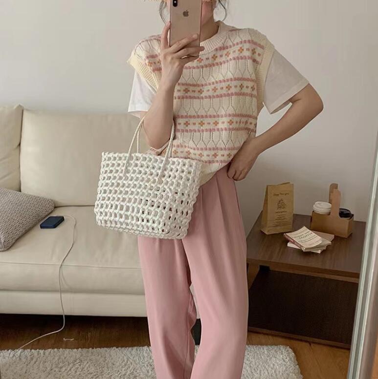 ベスト レディース 春 秋冬 アウター Uネック オーバーサイズ ゆったり プルオーバー かわいい ノースリーブ 肩落ち レイヤード カジュアル おしゃれ 