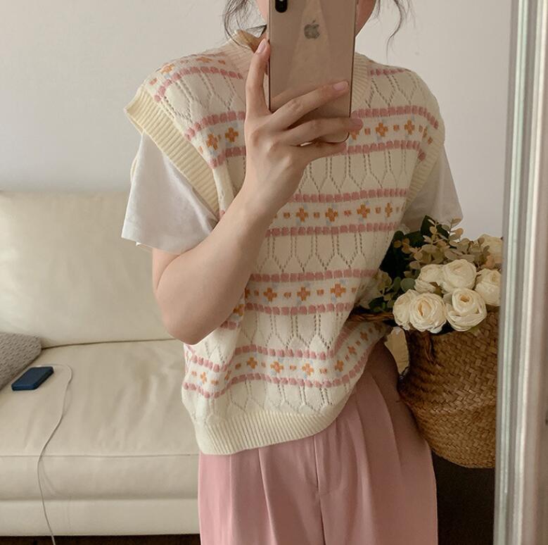 ベスト レディース 春 秋冬 アウター Uネック オーバーサイズ ゆったり プルオーバー かわいい ノースリーブ 肩落ち レイヤード カジュアル おしゃれ 