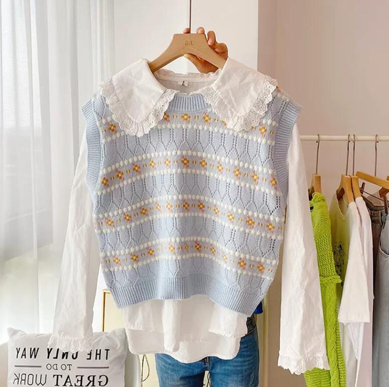 ベスト レディース 春 秋冬 アウター Uネック オーバーサイズ ゆったり プルオーバー かわいい ノースリーブ 肩落ち レイヤード カジュアル おしゃれ 