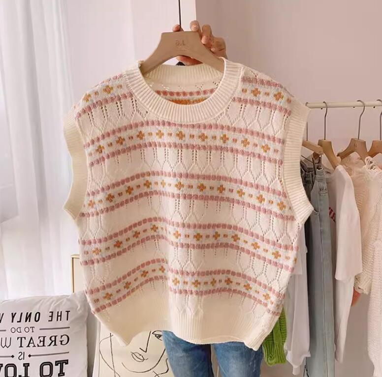 ベスト レディース 春 秋冬 アウター Uネック オーバーサイズ ゆったり プルオーバー かわいい ノースリーブ 肩落ち レイヤード カジュアル おしゃれ 